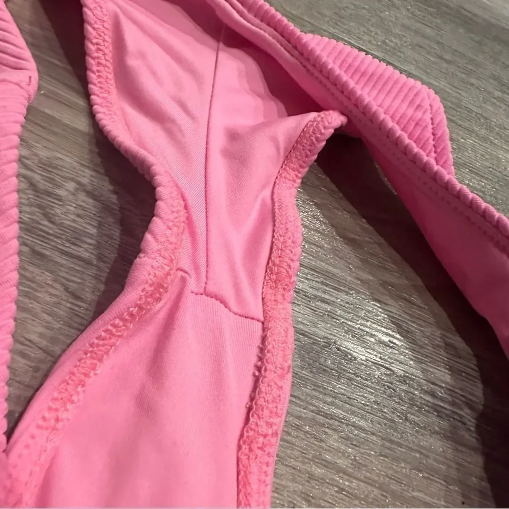 FRANKIES Ribbed Cheeky Bikini‎ Bottom Size XS Pink Barbie